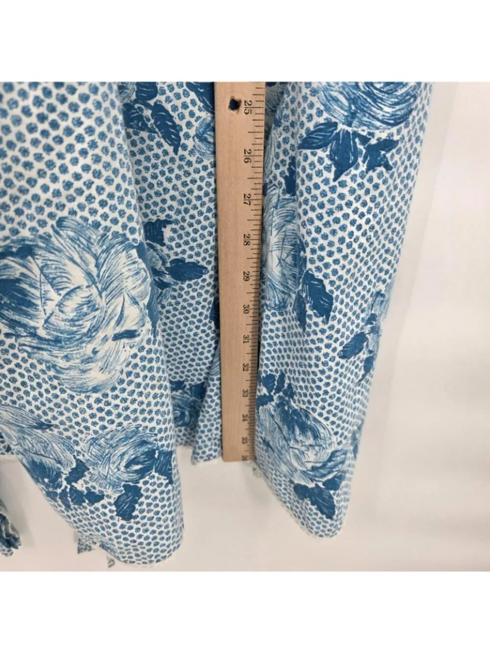 Handmade Smock Kitchen Apron Womens XL Blue Floral Pockets Vintage Cottage